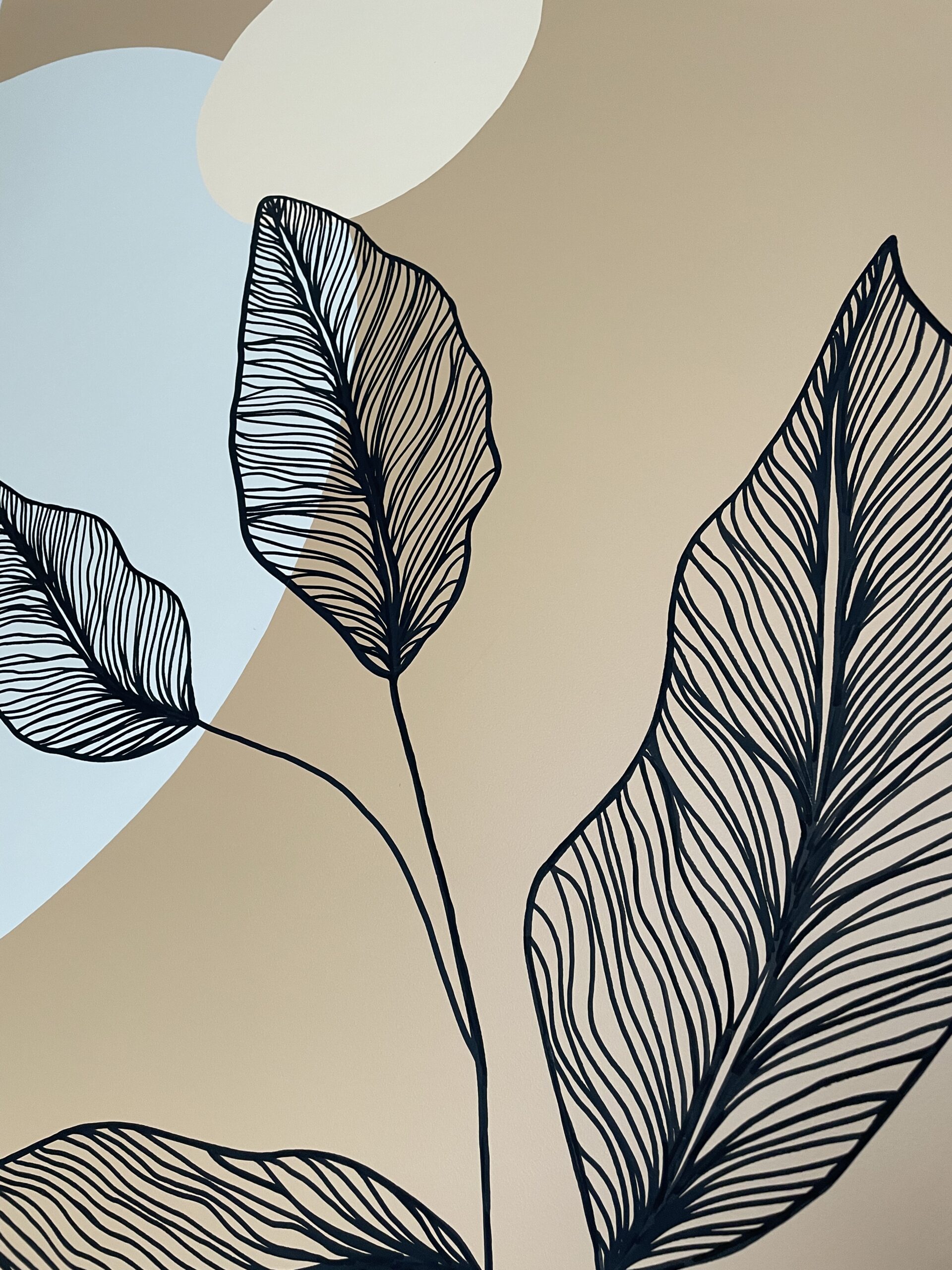 Fresque végétale dans un salon